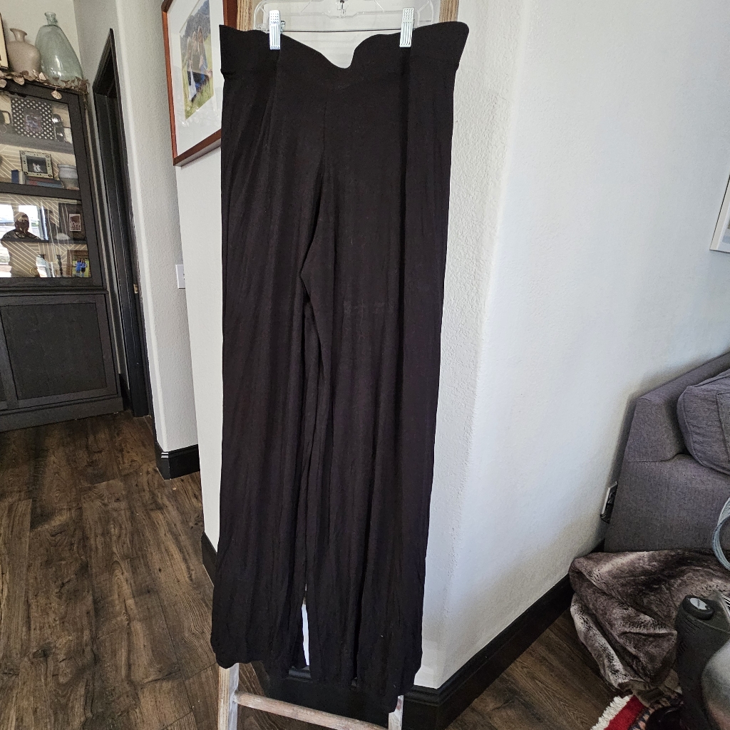 Womens Cute And Comfy Xxxl Johnny Flared Black Flared Pants Elastic Waist 32x32